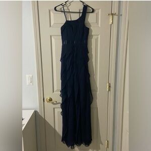Adrianna Papell One Shoulder Navy Dress